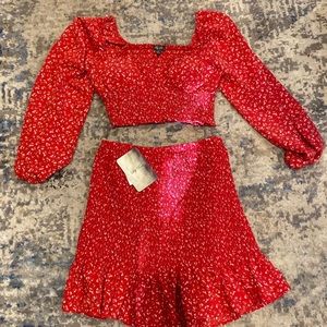 Cute Red Shirt and Skirt Set